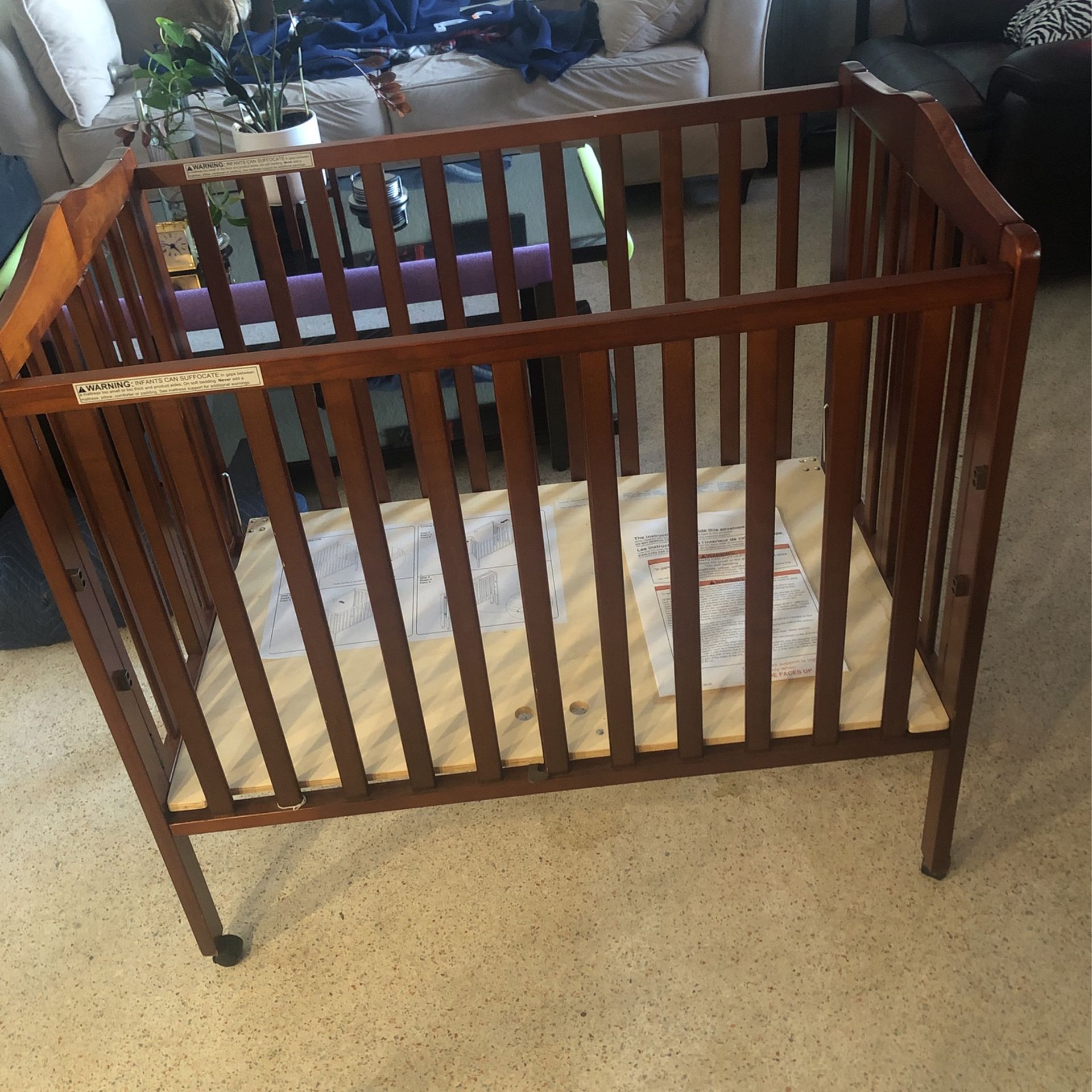 Delta Children Folding Portable Mini Baby Crib with inch