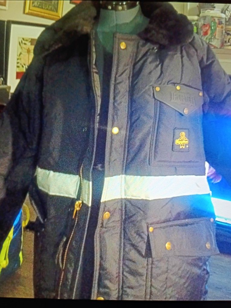 REFRIGI WEAR IRON-TUFF ENHANCED VISIBILITY REFLECTIVE SIBERIAN WORK WEAR JACKET SIZE 2XL