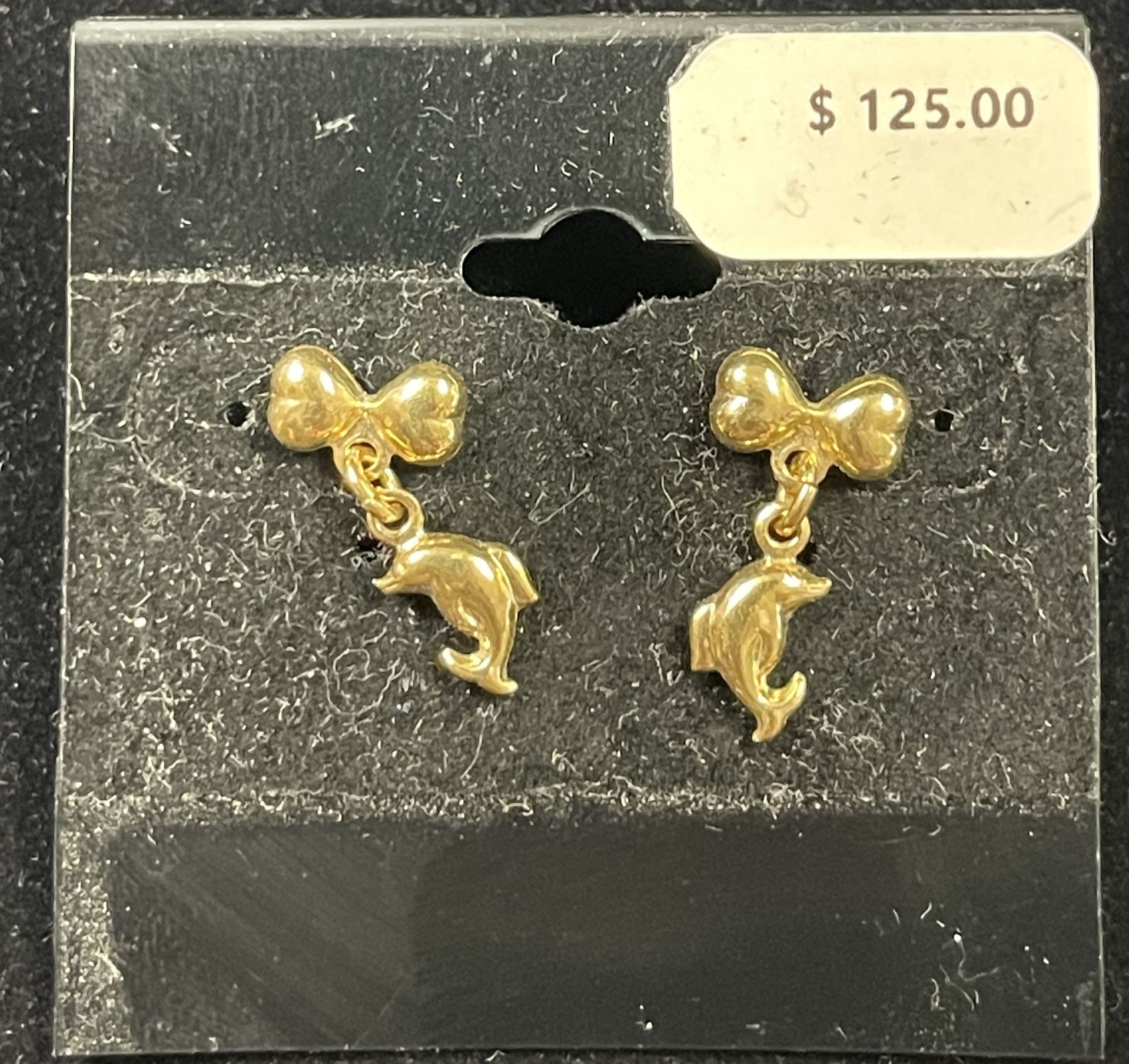 18kt Earring/ 14kt Brooch Dolphins W/ Hearts 