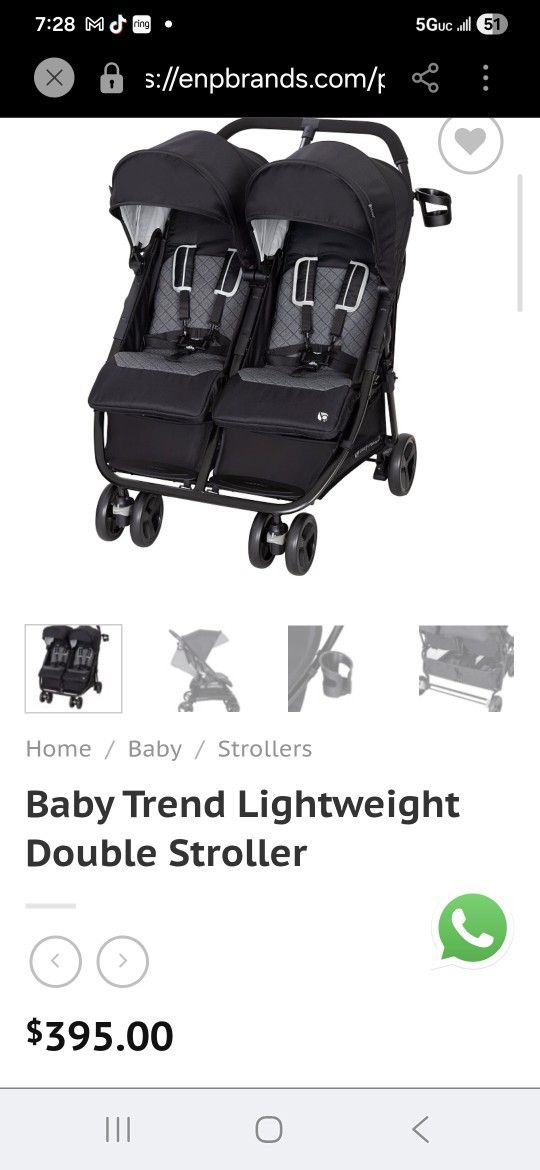 Baby Trend Lightweight Double Stroller 