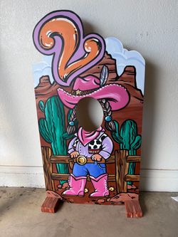 Hand-painted Cowgirl 2nd Birthday Photo Prop