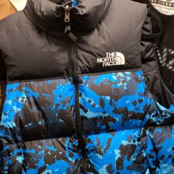 Camo Blue North Face Vest Sz medium