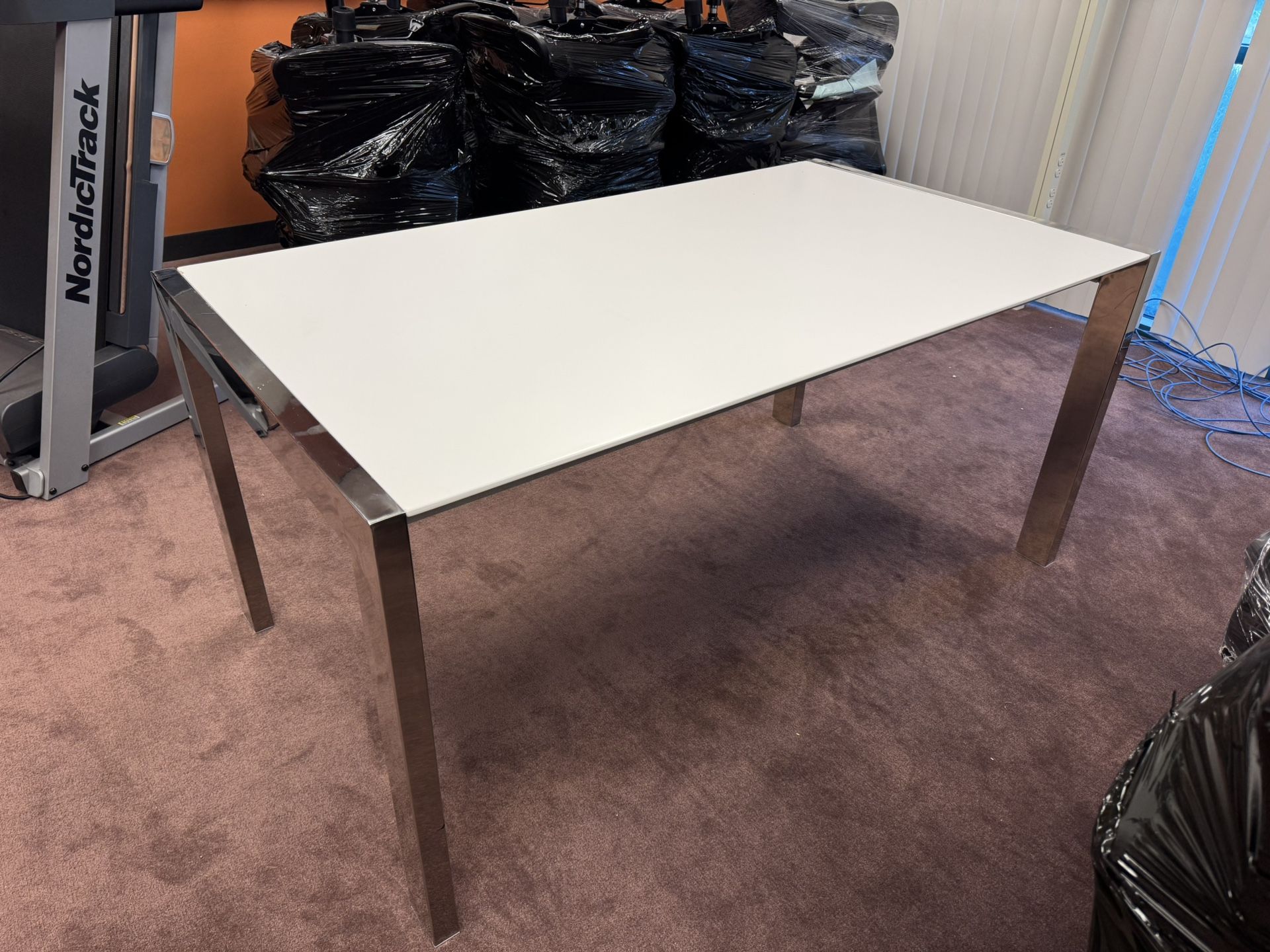Large Expandable White Dining Table