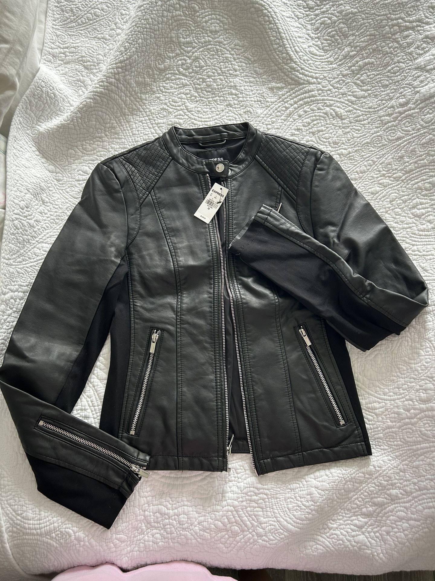 Leather Mixed Biker Jacket