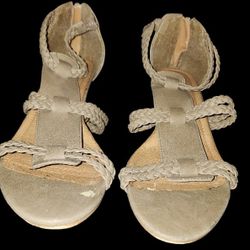 Comfort View Beige Braided Strap Heels, Size 11W