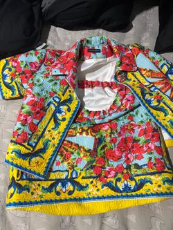 Dolce & Gabbana Floral Print Jacket and Skirt Set