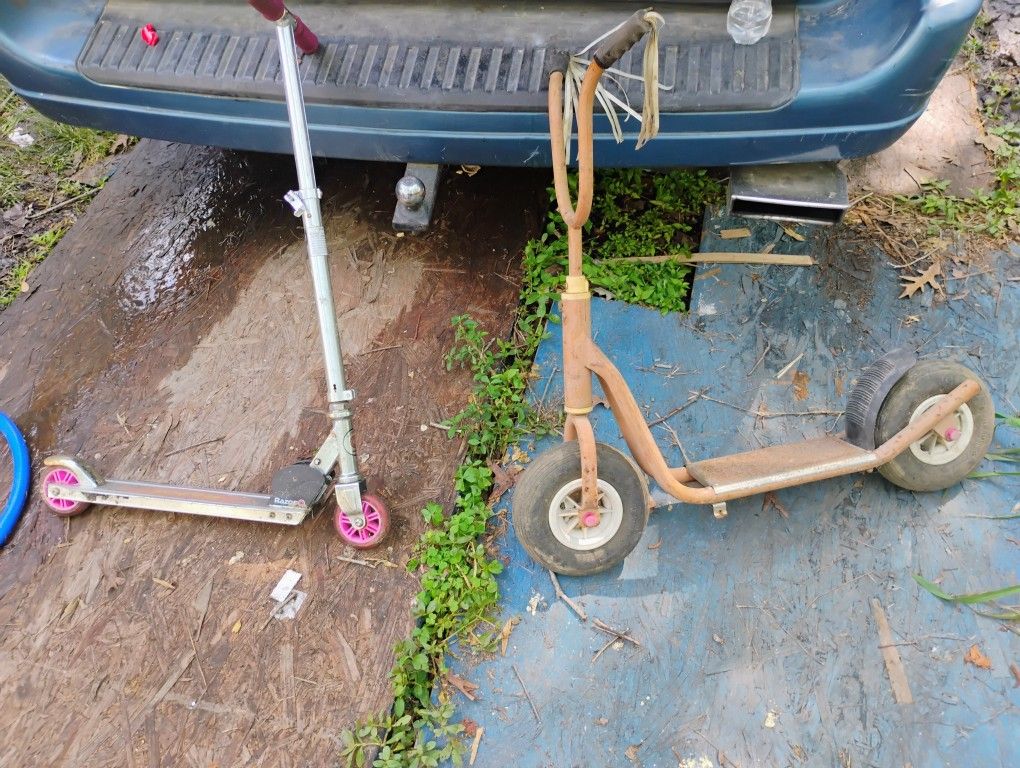 Two Scooters One New Razor One Old Antique Both $10 Each