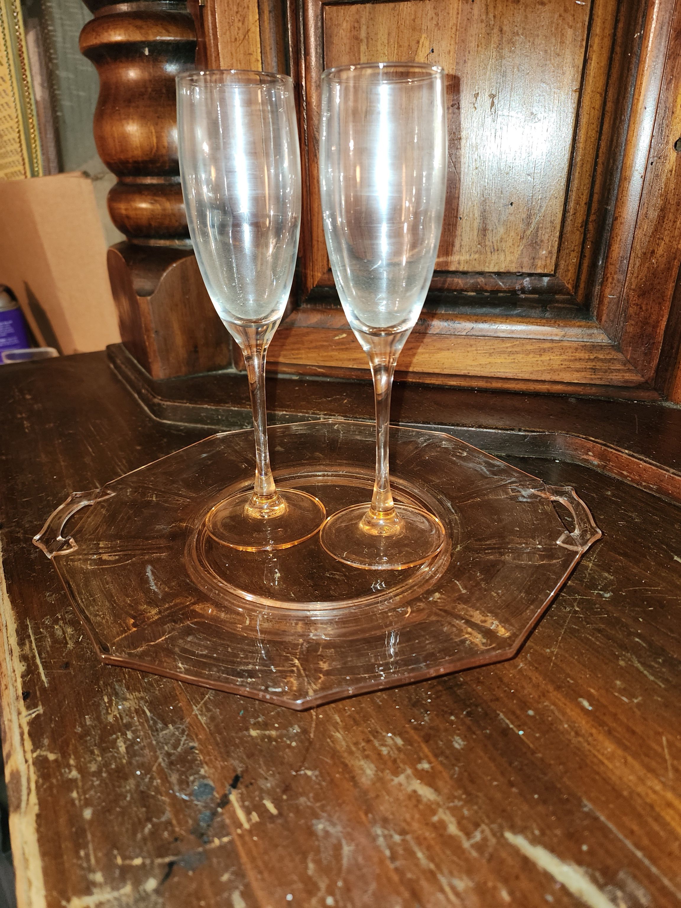 Antique Wine Glasses and Tray