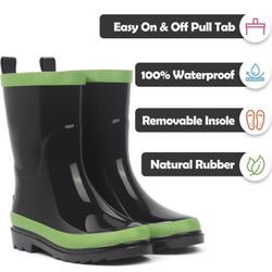 landchief Kids Rain Boots Premium Collection, Waterproof Natural Rubber Boots