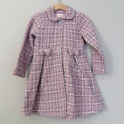 Girls Pink Tweed Winter Coat Dressy Long Wool Blend Jacket Size 4T