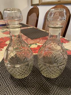 Princess House Crystal Wine Decanters with stoppers