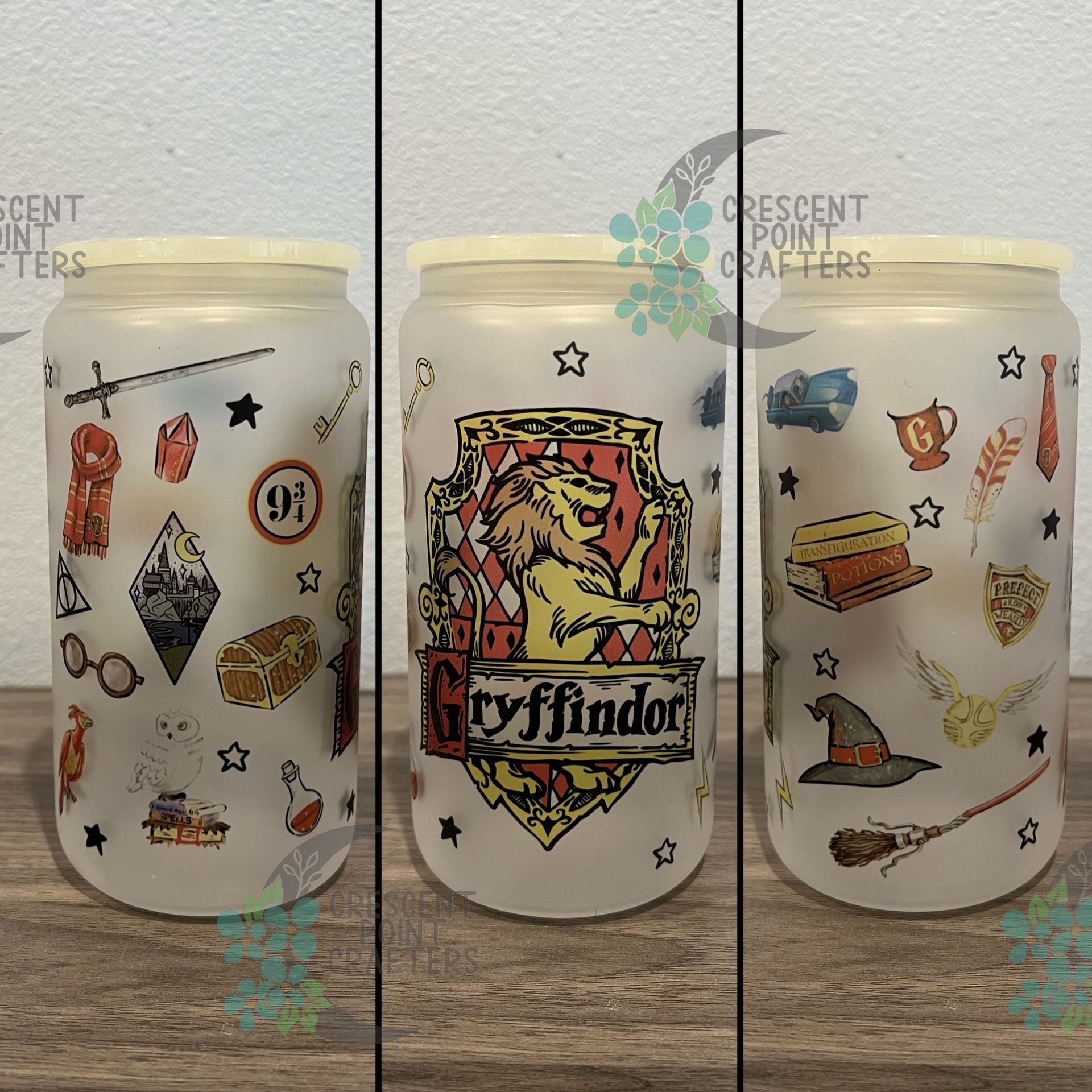 Gryffindor Theme Harry Potter 16oz Frosted glass cup