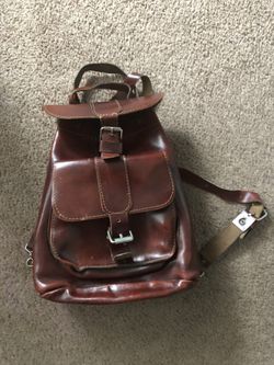 Genuine Burgundy Leather Backpack Purse
