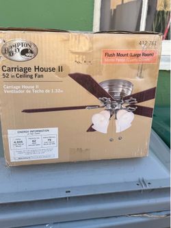 NEW Hampton Bay Carriage House II 52” Ceiling Fan w/ Lights - New in Box