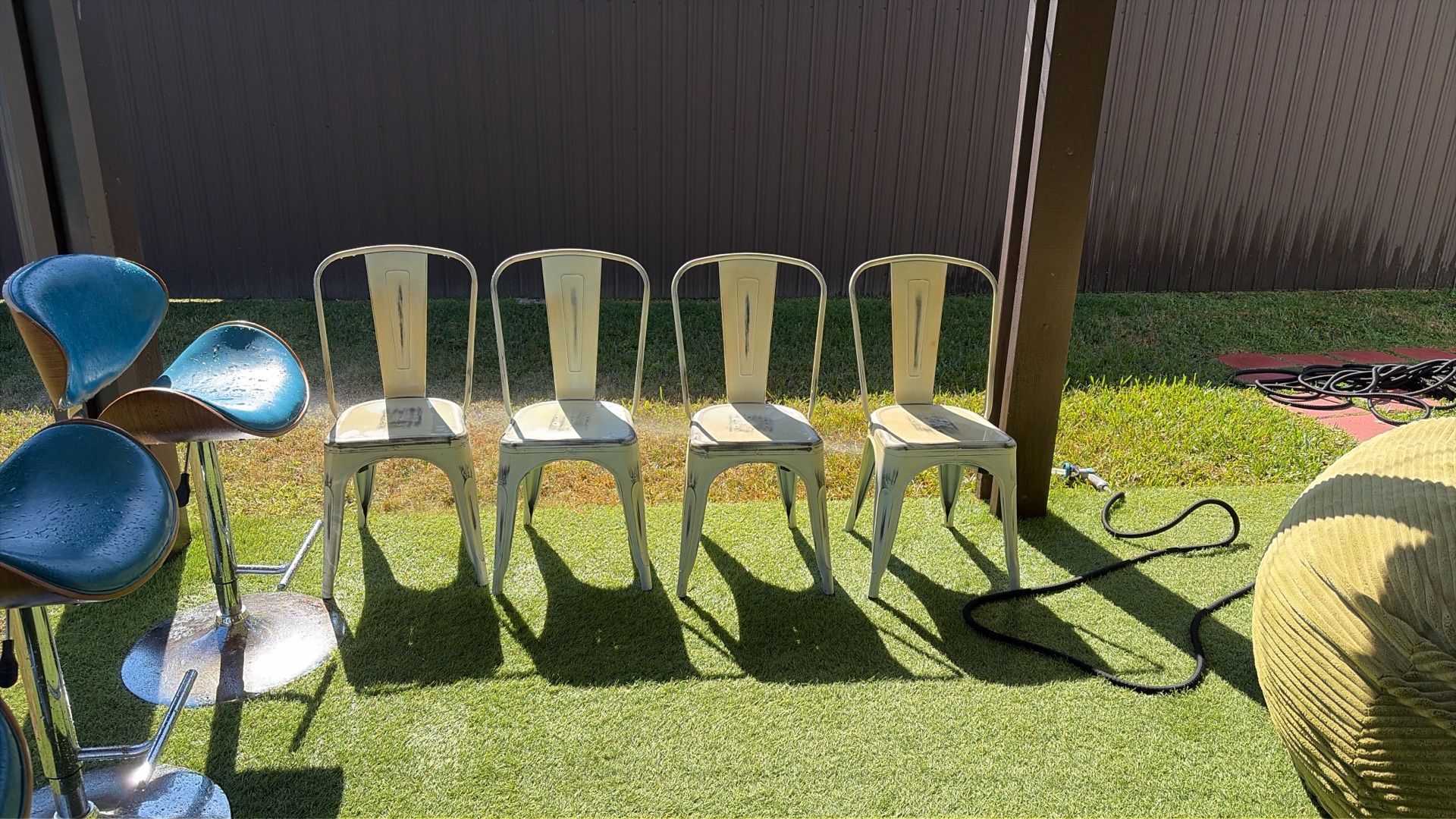Set of 4 rustic metal chairs