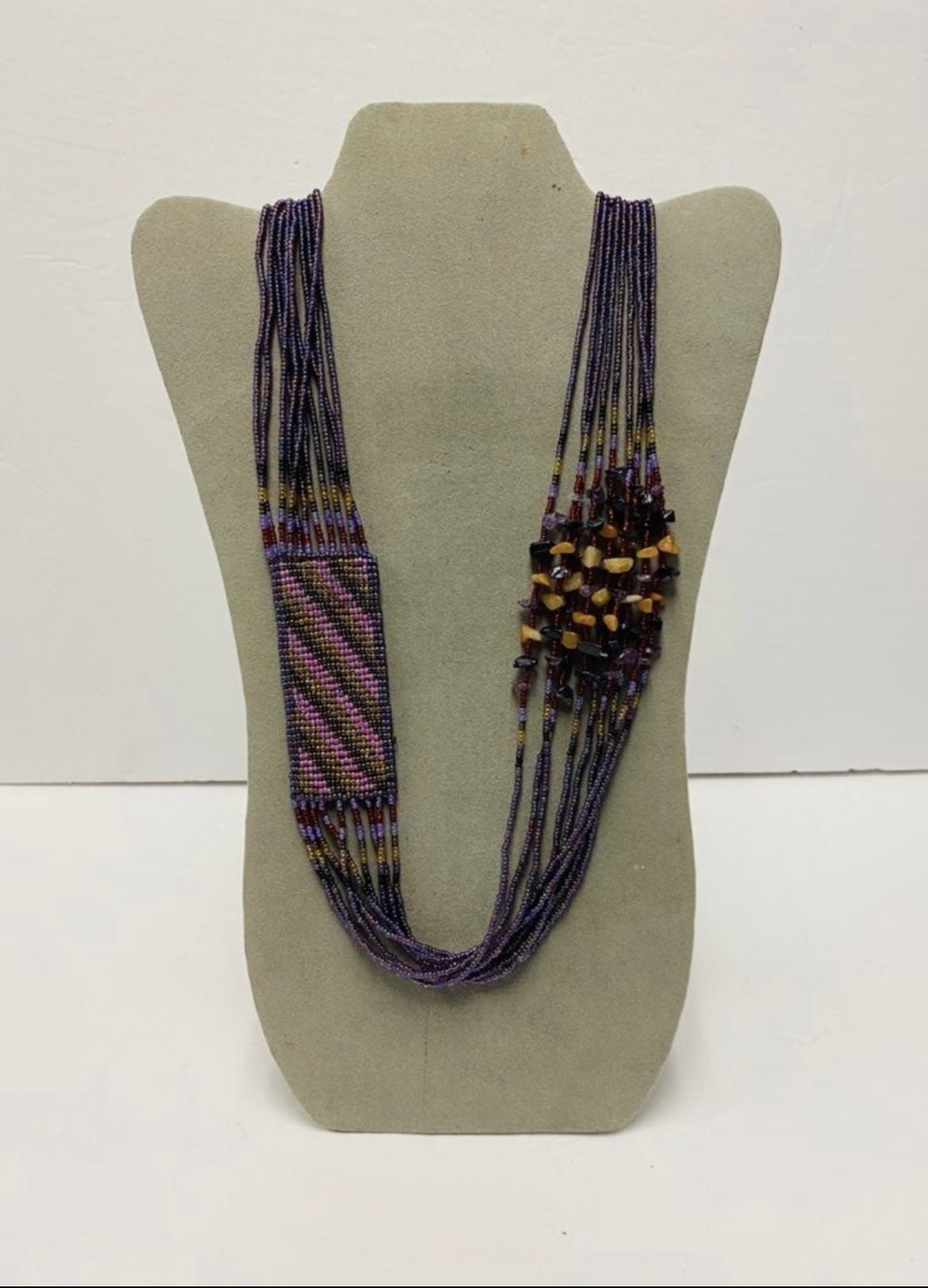 Purple Multicolor Beaded Necklace.