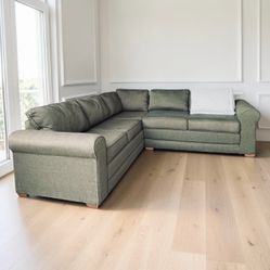 Green Fabric L-Shaped Sectional Sofa