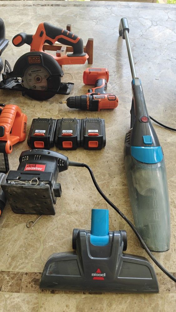 7 Tools All Together With 3 Batteries and Charger