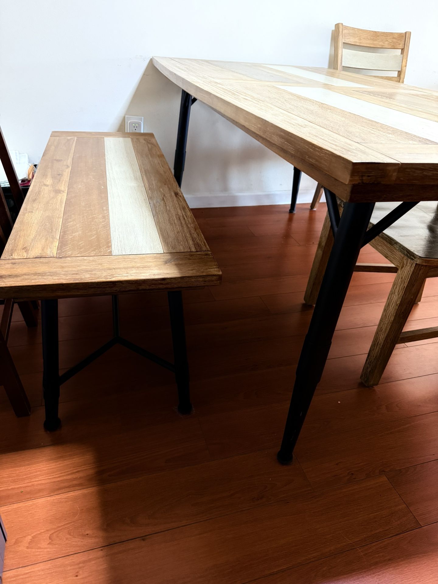 Solid Wood Dining Set (with bench & 2 chairs)