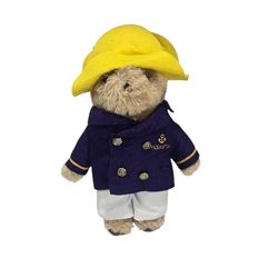 Vintage Eden 1981 Plush Paddington Bear Nautical Purple Coat Yellow Hat 13" Rare