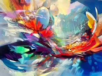 Original Acrylic Painting on Canvas – By My Dad, Colombian Artist Rafael Espitia – 79 × 58 in