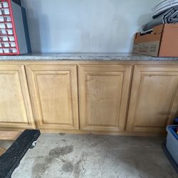 Garage Cabinet With Granite Countertop - 77” Long X 20” Depth X 31.5”tall 