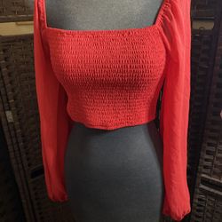 Windsor Red Long Sleeve Crop Top 