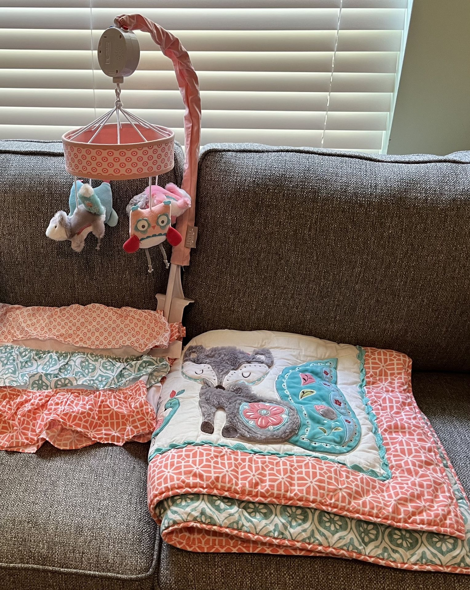 Baby Nursery Levtex Fiona Fox Bedding set and mobile