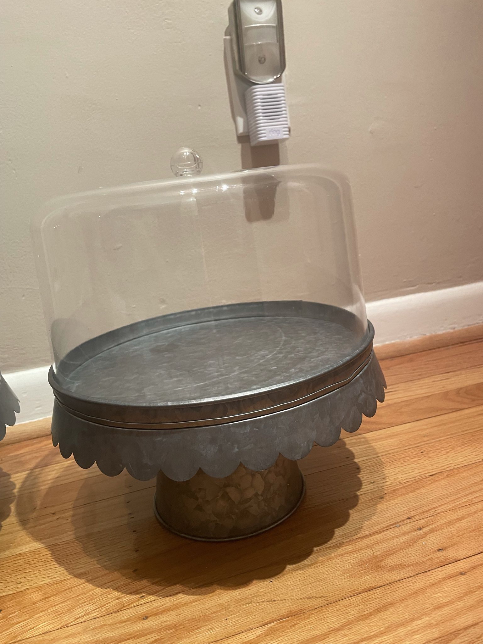 (1) Galvanized Steel Cake Stands w/Clear Covers