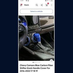 Brand New Chevy Camaro Blue Carbon Fiber Shifter Knob Handle Cover