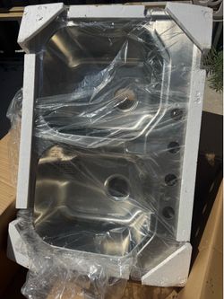 New/open-box Pegasus 33-inch double-bowl stainless-steel kitchen sink