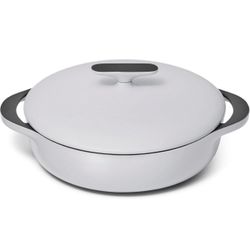 Caraway Enameled Cast Iron Braiser - 3.5 qt Braiser Pan - 3 Layer Enamel Coating - No Seasoning Required - Compatible With All Stovetops - Oven Safe -