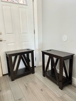2 side tables nightstand end tables dark brown 12 L x 24 W x 24 H inches