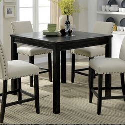 Black Counter Height Dining Table Set (Free Delivery)