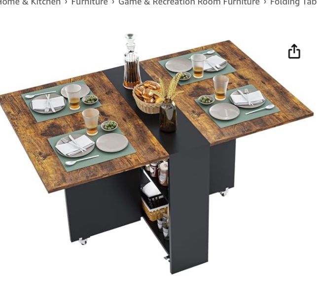 New brown and black dining table with wheels new