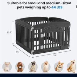 New 24" 4-Panel Pet Dog Puppy Playpen, Indoor/Outdoor Dog Pen, 35 x 35 x 24, Foldable, Fold It Down, Easy Storing, Customizable, Black
