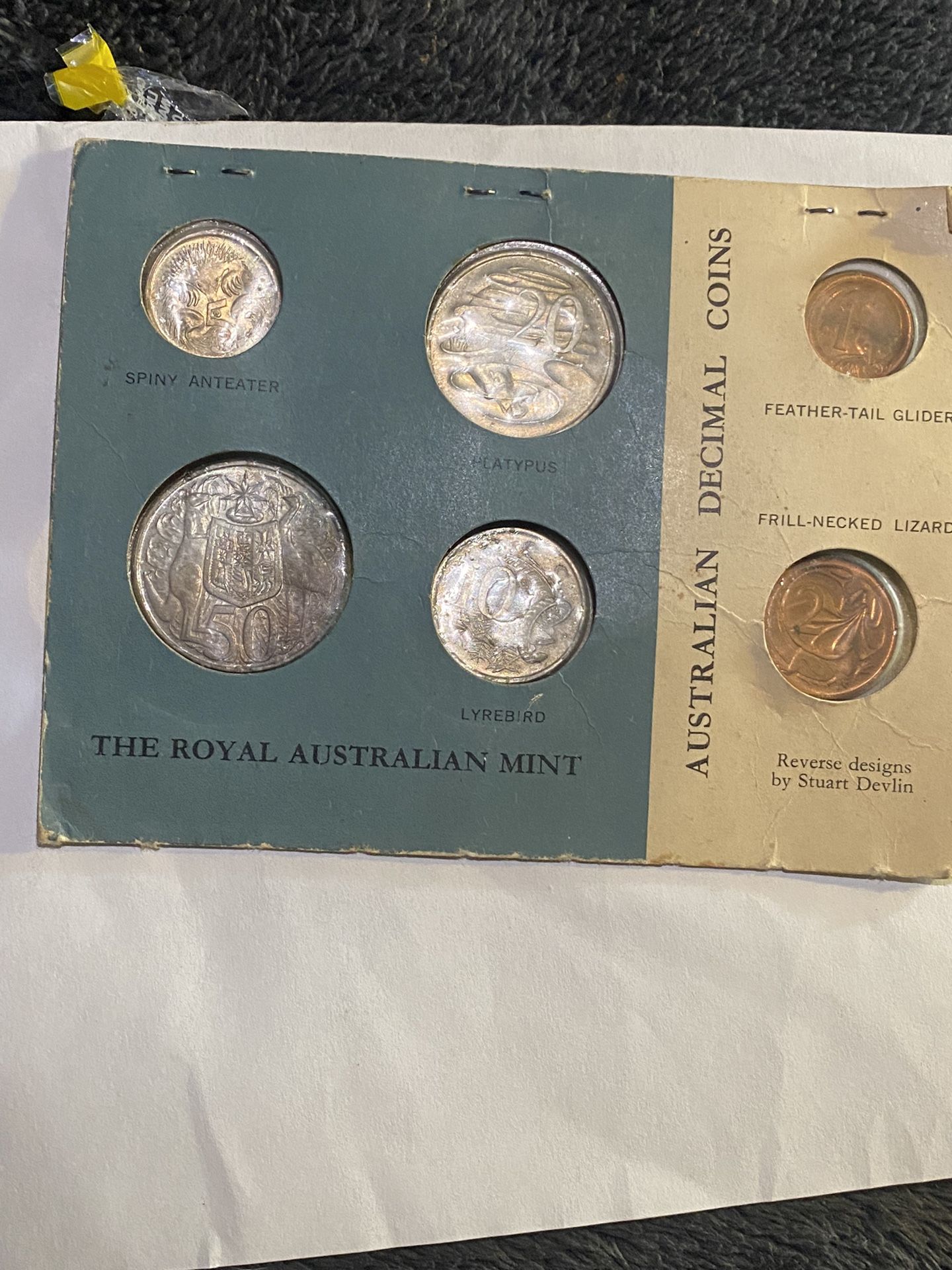 1966 AUSTRALIA - FIRST OFFICIAL MINT SET (6) w/ SILVER 50 CENTS - ORIG. RAM CARD