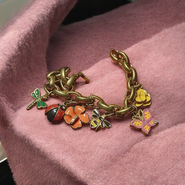 Vintage Gold Plated Chain Charm Bracelet