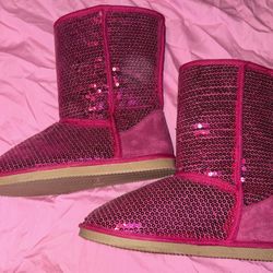 Justfab Pink Sequin Bling Boots Size 10