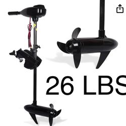26 LBS Thrust 8 Speed Electric Outboard Trolling Motor for Fishing Boats Saltwater Transom Mounted with Adjustable Handle, 12V 28" Shaft