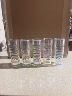 Bride Squad Sparkly Tall Shot Glasses - Set Of Five