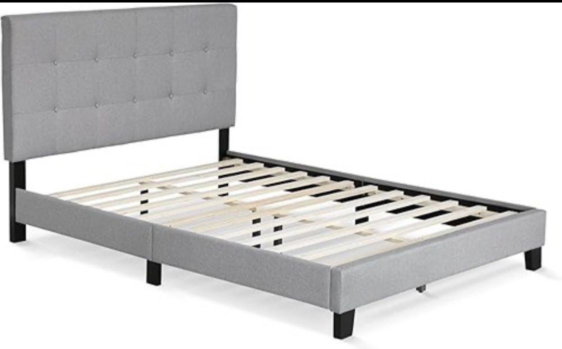 Marco de cama con plataforma tapizada y botones, tamaño Full, color gris no incluye Colchon $130 smyrna