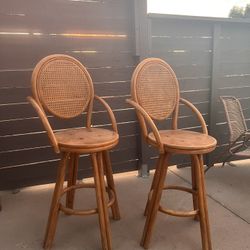 Vintage Cane  Bar Stools 