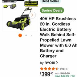 Lawn Mover Ryoby No Bateria No Cargador 