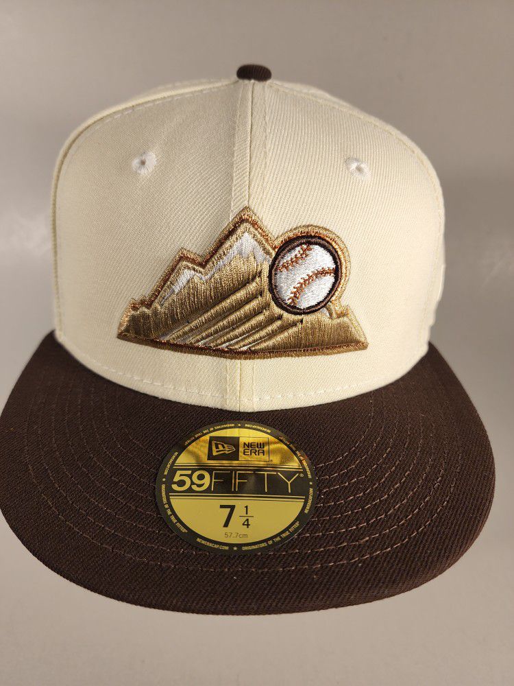 New Era 7 3/4 Colorado Rockies Cap Hat Panama Tan 20th Anniv Beige  Mountains MLB