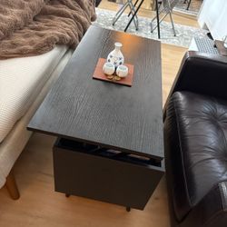 Dark Brown/Black  Lift Top Coffee Table Hidden Storage Brand New In Box