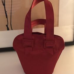 Anya Hindmarch London Heart Shaped Red Silk Satin bag 