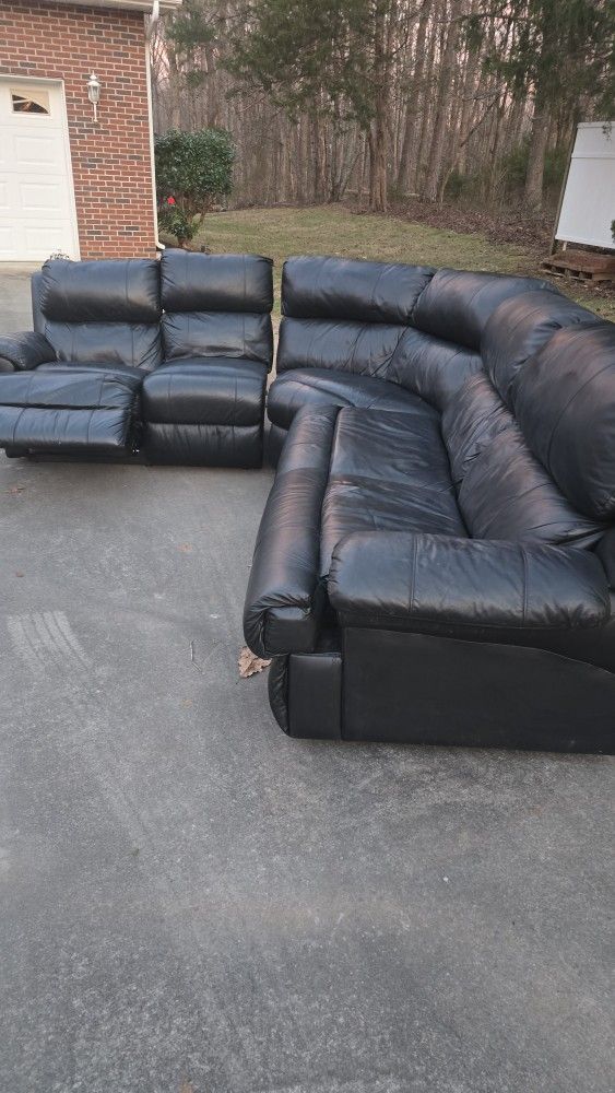 Black Leather Sectional