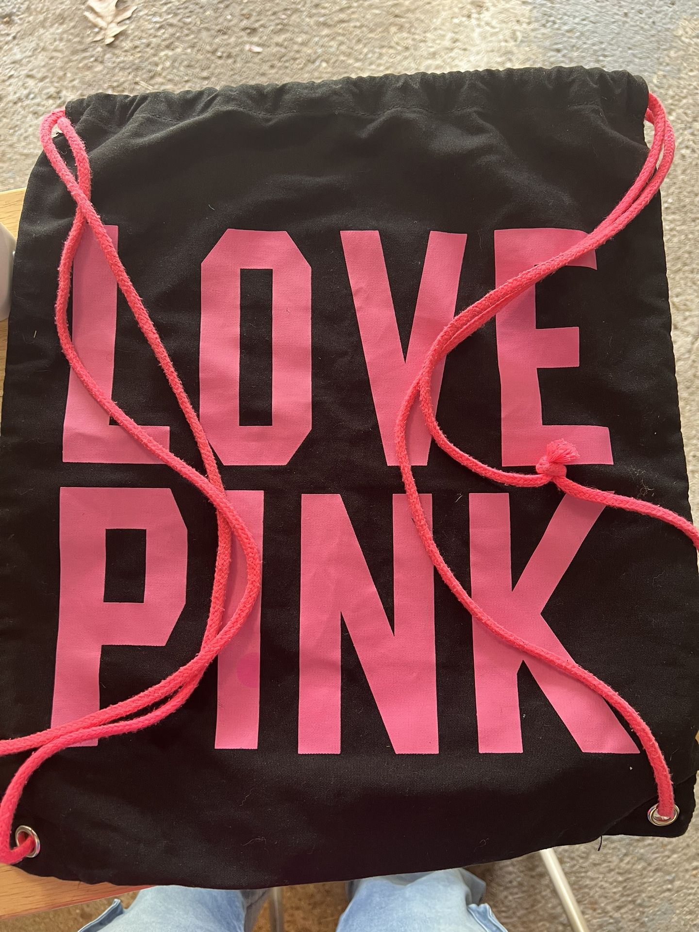Love Pink Pull String Backpack 