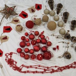 Burlap & Red Christmas Tree Decorations $30 for All